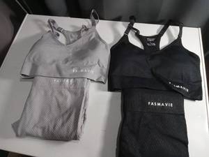 lot 5065 image: FASMAVIE Ribbed Seamless Workout Set Sports Bra and Leggings