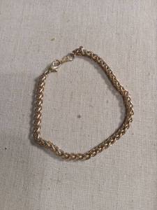 lot 50348 image: Two-Tone Gold and Silver Wheat Chain Bracelet