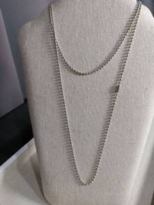 lot 50350 image: Long Silver-Tone Ball Chain Necklace