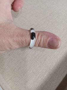 lot 50358 image: Black and White Enamel Band Ring