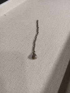 lot 50359 image: Silver Bar Link Chain Drop with Pearl Pendant
