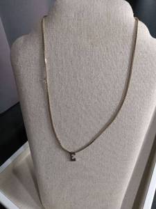 lot 50371 image: Gold-Tone Initial E Pendant Necklace with Curb Chain
