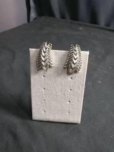 lot 50382 image: Silver-Tone Chevron Layered Clip-On Earrings