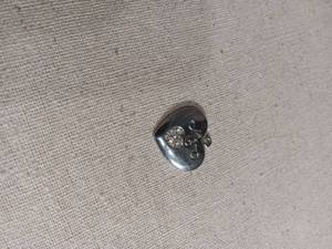 lot 50389 image: Silver-Tone Heart Charm with Crystal Accents and Script Detail