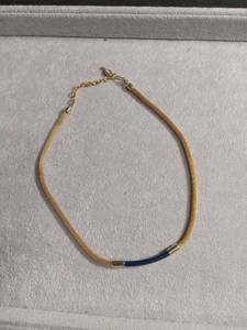 lot 50395 image: Gold Tone Mesh Choker Necklace with Blue Enamel Accent