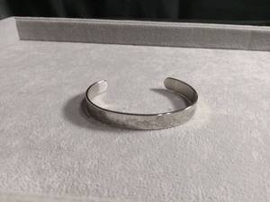 lot 50398 image: Silver-Tone Engraved Cuff Bracelet with Swirl Pattern and Sentimental Message