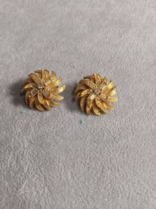 lot 50405 image: Gold-Tone Swirl Clip-On Earrings with Rhinestone Accents