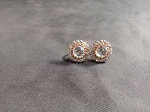 lot 50425 image: Rose Gold Tone Crystal Halo Stud Earrings