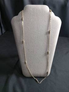 lot 50442 image: Gold-Tone Long Chain Necklace with Beaded Accents