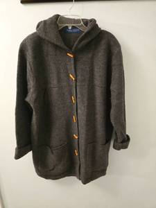lot 50821 image: Karen Scott Pure Wool Hooded Coat XL Gray Toggle Buttons Made in Australia