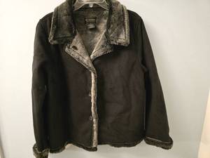 lot 50827 image: B.C. Clothing Original Womens Faux Suede Jacket with Faux Fur Trim - XL