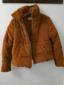 lot 50832 image: Montrez Corduroy Puffer Jacket in Rust Orange - Size L