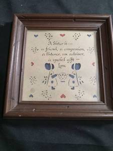 lot 6021 image: Designs with Scissors A Sister Is Framed Folk Art Print
