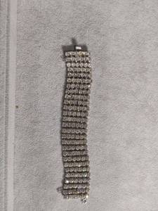lot 6033 image: Wide Rhinestone Multi-Row Bracelet