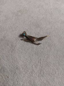 lot 6045 image: Sterling Silver Roadrunner Bird Brooch Pin with Turquoise Eye