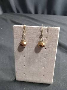 lot 6057 image: Gold Faceted Bead Drop Earrings