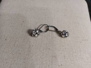 lot 6062 image: Silver-Tone Crystal Flower Cluster Drop Earrings