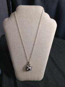 lot 6071 image: Silver-Tone Crystal and Black Rhinestone Teardrop Pendant Necklace