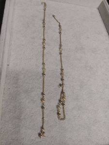 lot 6082 image: Gold-Tone Pearl Bead Station Necklace Set
