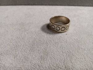 lot 6085 image: Silver-Tone Wide Band Ring with Circle Pattern