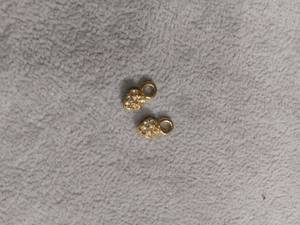 lot 6088 image: Gold-Tone Crystal Heart Charm Pair