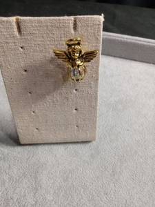 lot 6089 image: Gold-Tone Angel Cherub Pin Brooch with Aurora Borealis Crystal