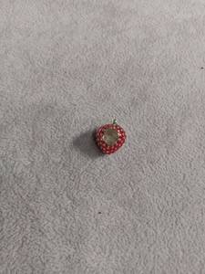 lot 6091 image: Red Enamel Strawberry Bracelet Charm