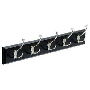 lot 62191 image: Threshold 27  Scroll Hook Rail With 6 Scroll Hooks - Vintage BlackVintage Nickel