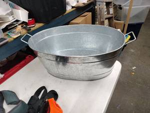 lot 62212 image: Crate & Barrel galvanized metal cooler