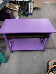lot 62277 image: Purple Desk with Rollout Drawer