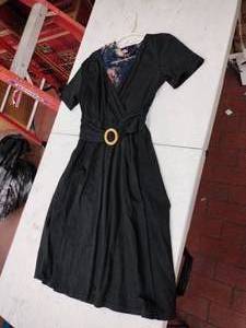 lot 59384 image: Womens Elegant Criss-Cross V Neck Vintage Short Sleeve Work Casual Fit and Flare Tea Dress with Pockets 980 - M B08B8BMQWK