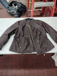 lot 59405 image: Baccini dark brown faux leather motorcycle jacket 1X