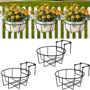 lot 8747 image: OYMVEKIK Adjustable Hanging Railing Planter, 3 Pack Fit 1.5 to 4.5 Inches Railing, Weather-Resistant Metal Balcony Rail Planters, Work for Outdoor Fence Deck Garden Patio Halloween Christmas Decor