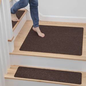 lot 8754 image: MBIGM Non-Slip Carpet Stair Tread Mat 30 x 30 Landing Rug-Matching Mat Non-Skid Safety Rug Slip Resistant - Brown