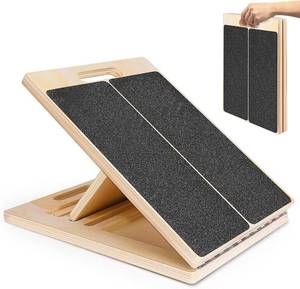 lot 8757 image: Portable Wooden Slant Board for Calf Stretching Squats Calf Stretcher Pilates Physical Therapy Equipment Adjustable Incline Board for Knees Ankle Heel Feet Leg