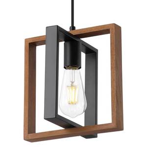 lot 8760 image: 9MMML Industrial Small Pendant Lighting, Farmhouse Kitchen Island Hanging Lamp with Cord, WoodMetal,1 Light E26 Fixture for Dining Room Bedroom Hallway Entryway,9.5 inch