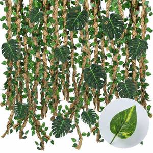 lot 8762 image: Humyoun Jungle Theme Party Decoration Vine for Classroom Room Safari Rainforest Leaf with 98 ft Kraft Paper Artificial Ivy Greenery Garland Tropical Palm Leaf Indoor Back to School(2 Sets,Classic)