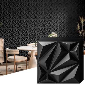 lot 8764 image: Art3d 33-Pack 3D Wall Panel for Interior Wall D�cor, Diamond Textured PVC Accent Wall Paneling for Living Room Bedroom Office TV Wall Background, 11.8x11.8 Cover 32.Sq.Ft., Black