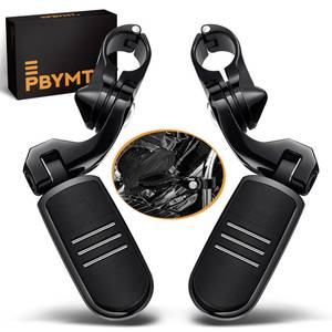 lot 8773 image: PBYMT Highway Pegs Long Angled 304 Stainless Steel, Highway Footpegs Footrest Fit For 1&1.25(2532mm) Crash Bars Compatible with Harley Davidson Touring Black