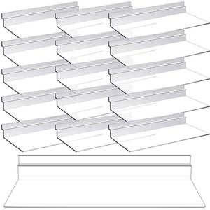 lot 8783 image: Kathfly 16 Pack 4 x 10 Inch Slatwall Shelves Hanging Accessories Clear Slatwall Shelf Plastic Shelves for Wall, Home Shoe Stores Boutiques Supplies (Clear)