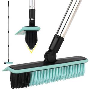 lot 8784 image: Grout Cleaner Brush with Long Handle, V-Shaped Floor Scrub Brush Swivel Grout Brush Stiff Bristle Floor Grout Scrubber for Bathroom, Tile Line, Crevice, Kitchen, Wall, Deck, Garage (Green)