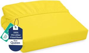 lot 8786 image: Royale Linens Fitted Sheet Twin - Ultra Soft 1800 Brushed Microfiber - Hotel Luxury Bottom Sheets - Wrinkle Free & Fade Resistant - Deep Pocket Fitted Sheet Only (Twin, Yellow)