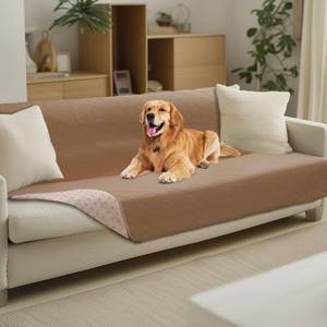 lot 8795 image: Luciphia 100% Waterproof Couch Cover Blanket for Dogs Anti-Slip Pet Couch Protector Sofa Mat Puppy Cat Blanket with Non-Slip Bottom, Light Brown Khaki, 52x82 Inch