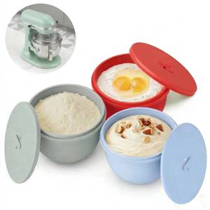 lot 8802 image: Omoiyari Premium MultiColors 3-Pack Silicone Bowl Liners with Lids for KitchenAid 7-Qt Bowl-Lift (Only), 2mm Extra-Thick Silicone, Odour-Free,Air Valves for Dough Proofing,Dishwasher Safe, BPA Free