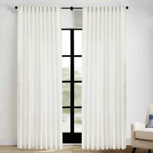 lot 8803 image: Extra Wide Curtains 70 In Width for 60 & 72 Inch Window,Pleated Back Tab Linen Semi Sheer Full Length Curtains for Living Room Sliding Glass Door 2 Panel Set,72x84,70x84,6FT x 84 Inches Long,Cream