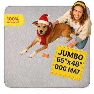lot 8805 image: IMPROVIA� Extra-Large Waterproof Dog Mat - Jumbo Washable Playpen Floor Protector, Non-Slip Pet Pad, Heavy-Duty 65x48