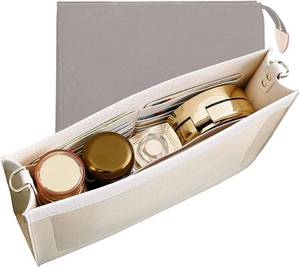 lot 8813 image: OAikor Upgraded Purse Insert Organizer Bag Compatible with LV Toiletry Pouch 26Gucci Ophidia Pouch Insert Premium Microfiber Leather with D Rings, Waterproof Bag Inserts for lv Pouchs 26 Khaki(Beige)