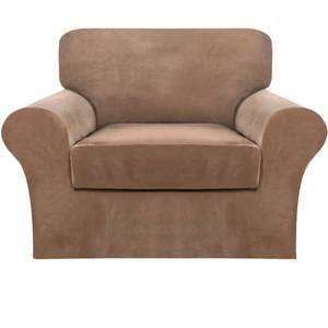 lot 8814 image: FantasDecor 2 Piece Chair Sofa Covers Velvet for Living Room Slipcovers with Individual Cushion Elastic Furniture Protector for Pets, Machine Washable (Armchair, Luggage)