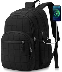 lot 8815 image: kadilong Laptop Backpack for Women College Travel,Quilted Daypack Bookbag for School Teen Girls Mochilas Mujer,Black