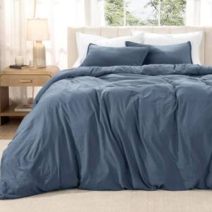 lot 8819 image: Bare Home Microfiber Duvet Cover Set - Ultra Soft Washed Microfiber - Queen Size - Linen-Like Look - Easy Care - Breathable Fabric - Our Softest Duvet Cover Set (Queen, Bering Sea)